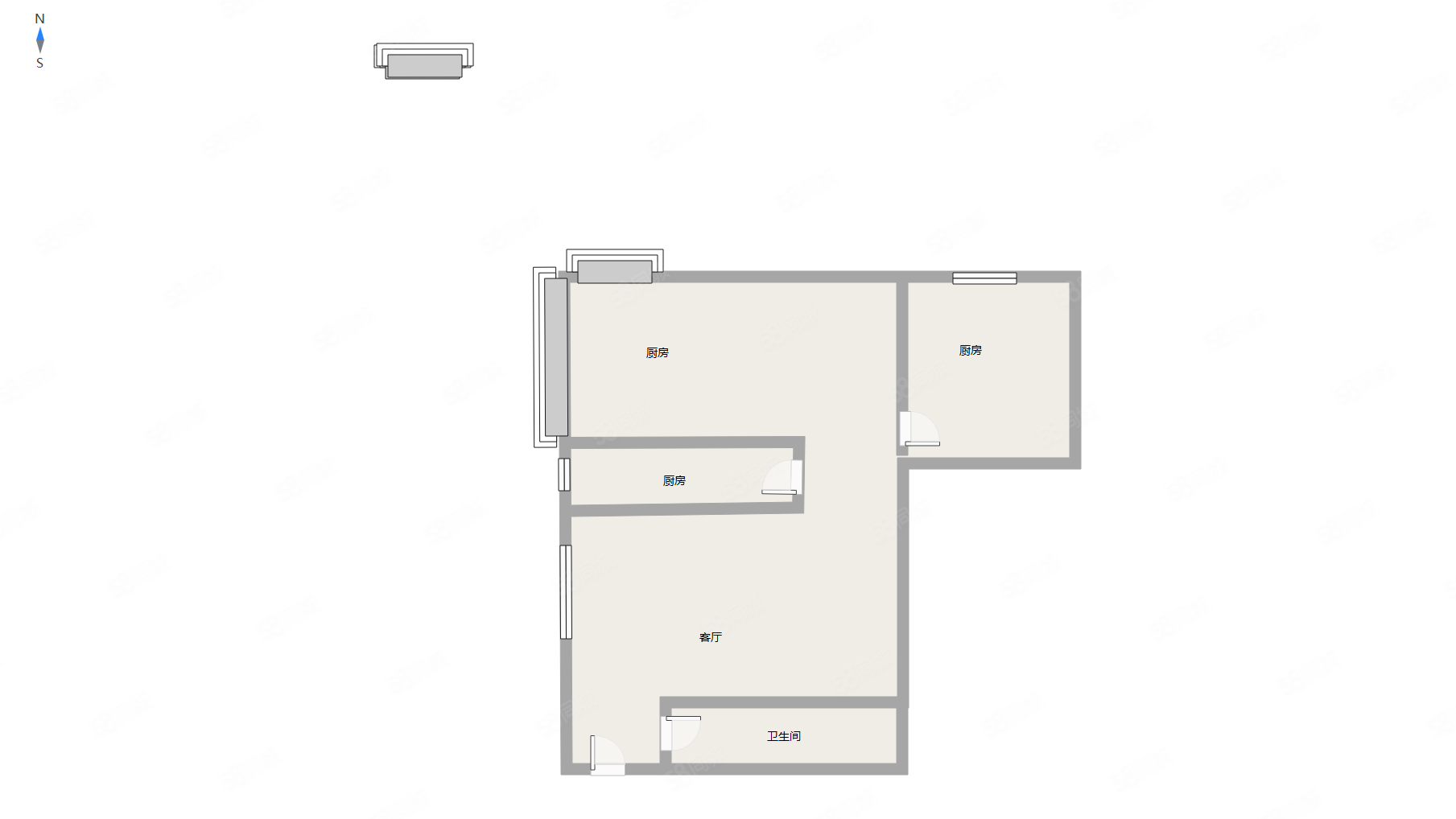 祥安东城国际花园2室1厅1卫61㎡南北28万