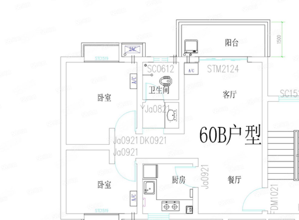 步云小区2室2厅1卫68㎡南北26.8万