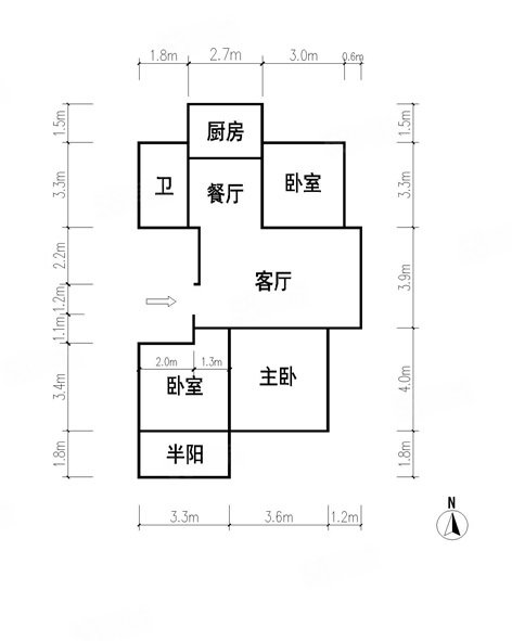 永泰锦园3室2厅1卫107.32㎡南北115万