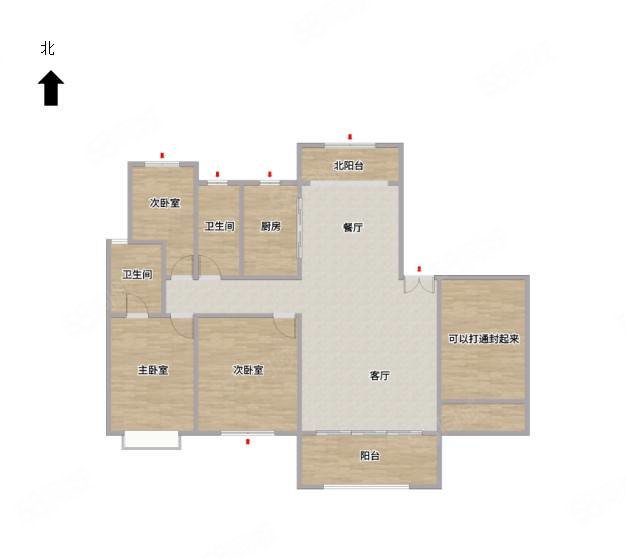 明博新城4室2厅1卫155㎡南北170万