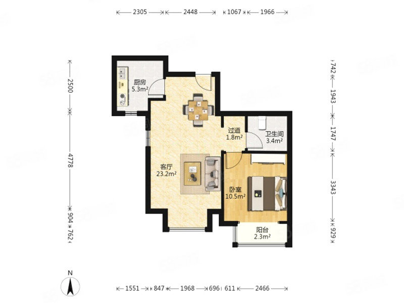 顺悦家园1室1厅1卫64㎡南155万