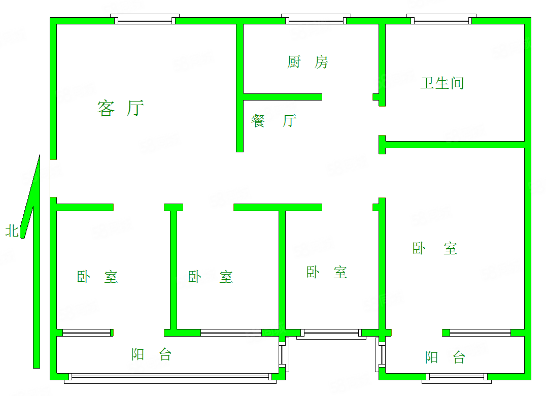 荣华里4室2厅2卫127㎡南北66万