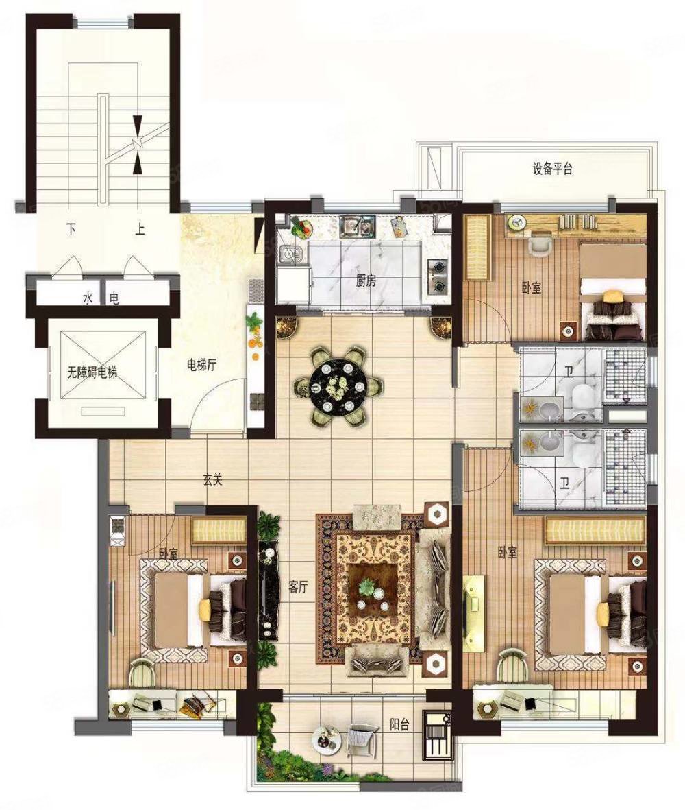 宿迁碧桂园文景阁2室2厅2卫98㎡南北116万