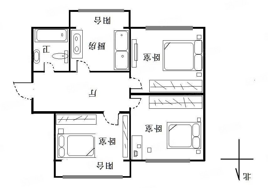 昆仑唐人中心3室2厅2卫130㎡南北68万