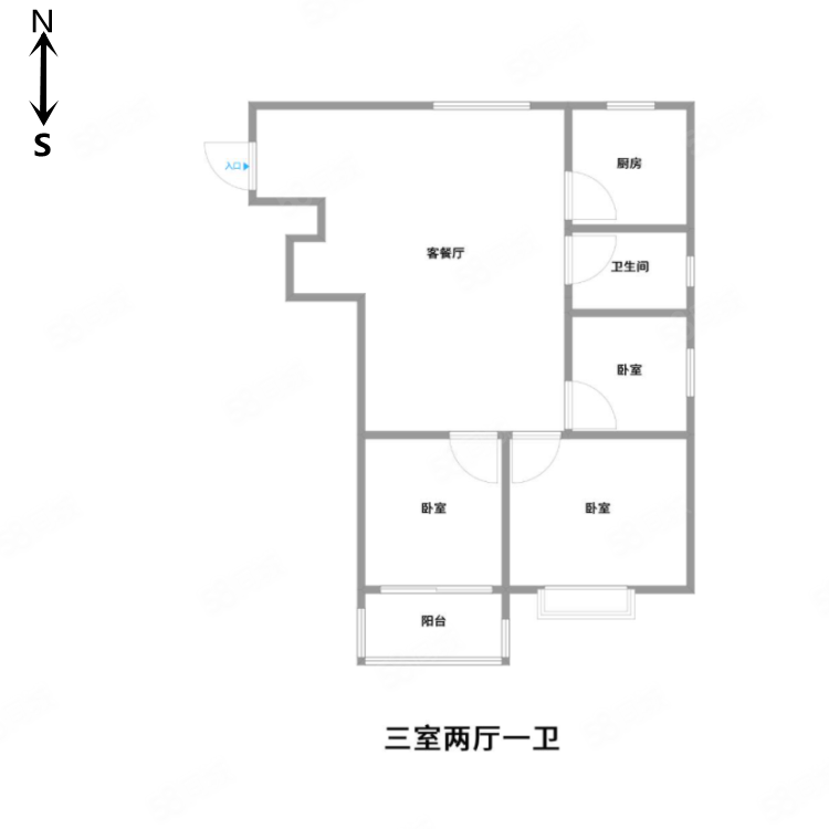 蓝钻国际3室2厅1卫123㎡南110万