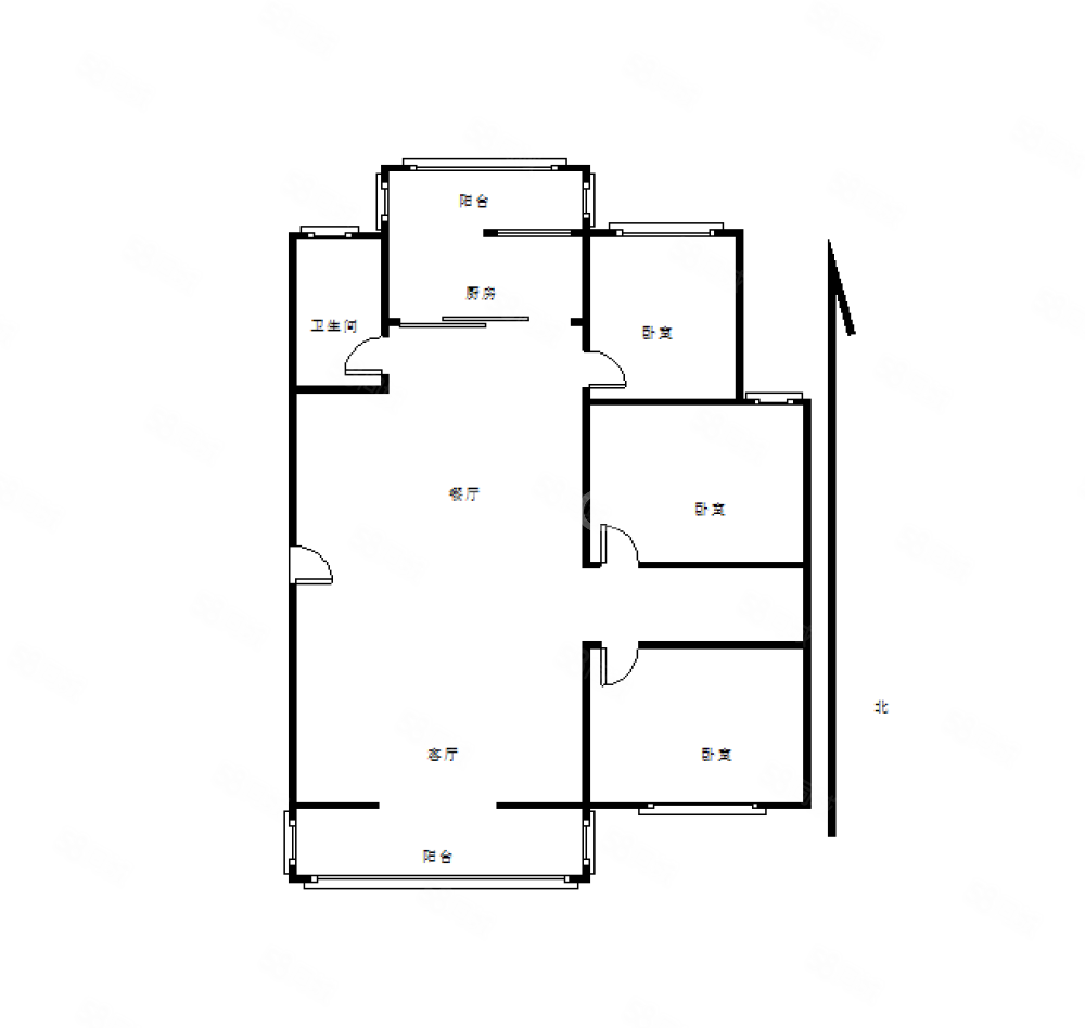 翰林居3室2厅1卫121㎡南北62万