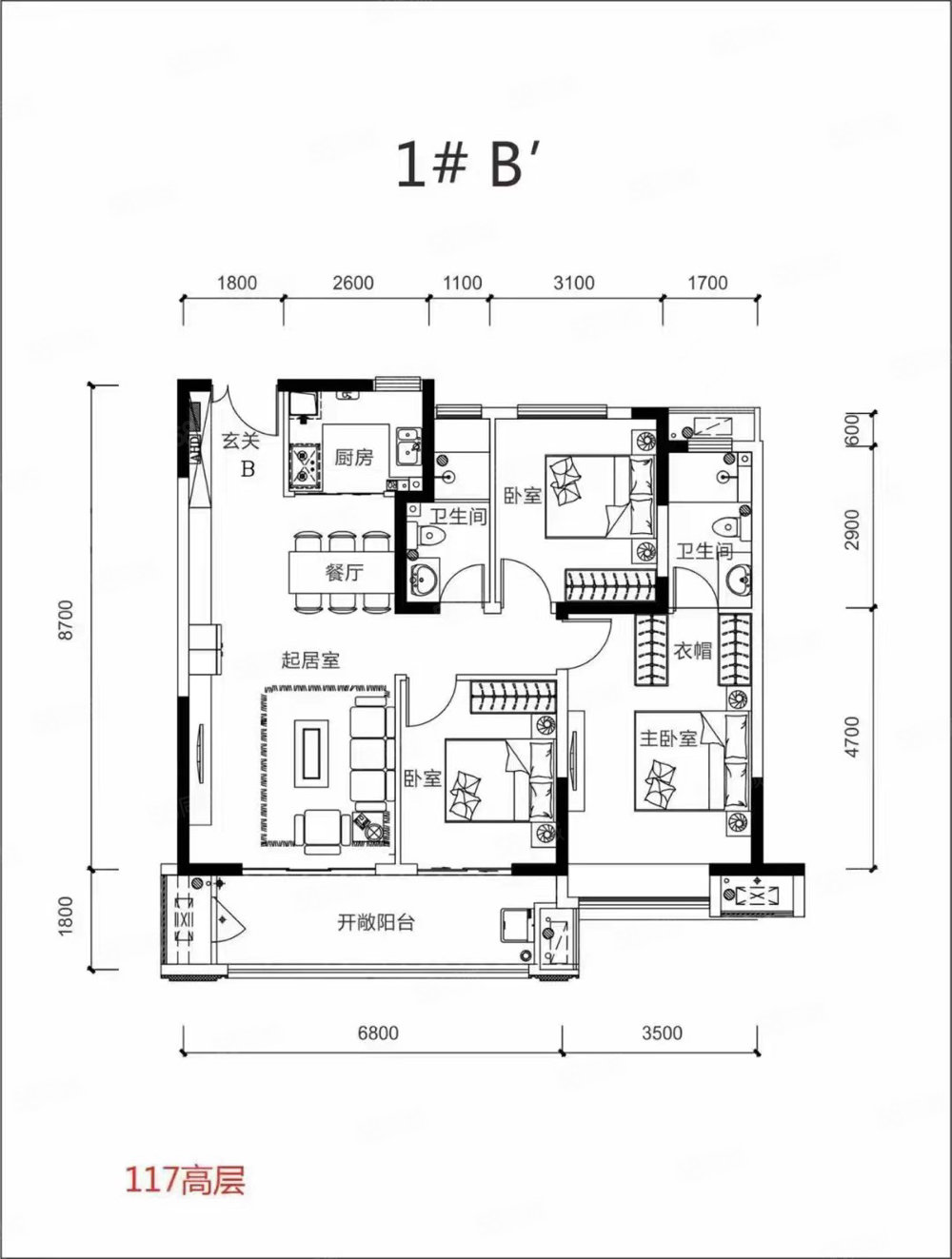 金银山办事处竹山社区3室2厅2卫95㎡南北42.8万