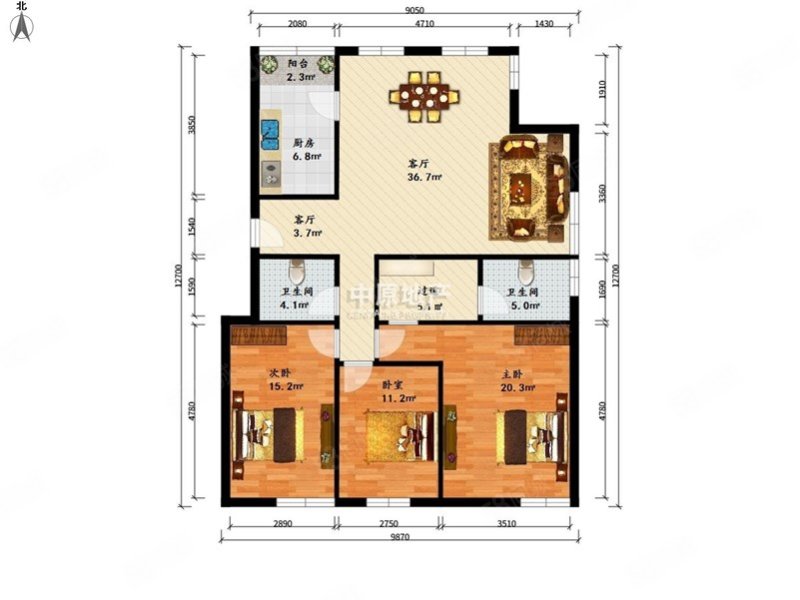 融汇南苑3室2厅2卫142.2㎡南北830万