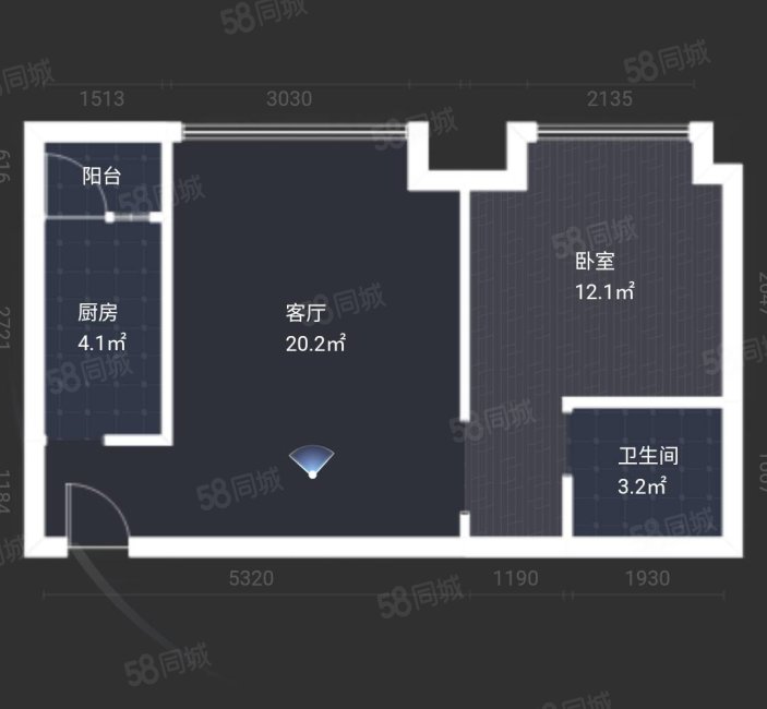 南湖凯旋广场1室1厅1卫61㎡南北35万