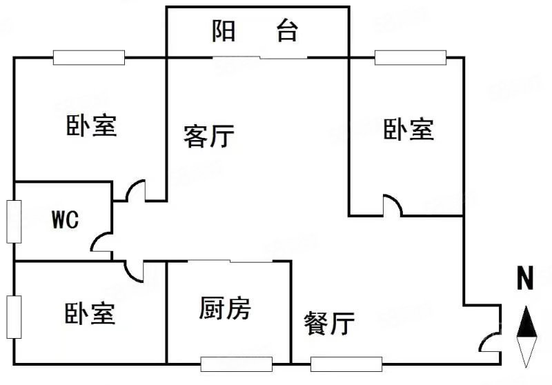 建业小区3室2厅1卫80㎡南北47万