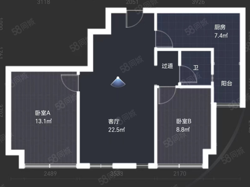 华宇广场2室2厅1卫68.28㎡东北160万