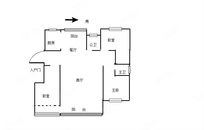 世纪城腾锦苑3室2厅2卫147.58㎡南北97万