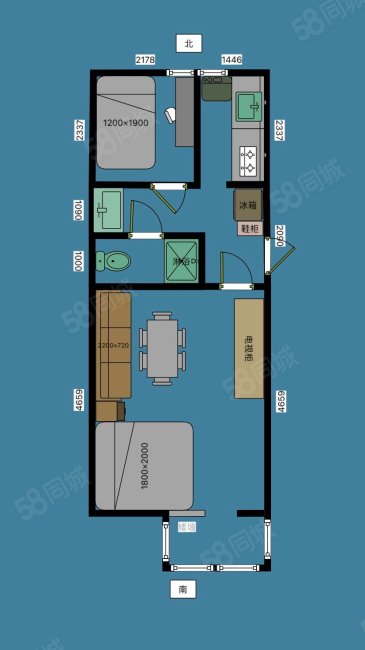 翠微路2号院2室1厅1卫44.9㎡南北400万