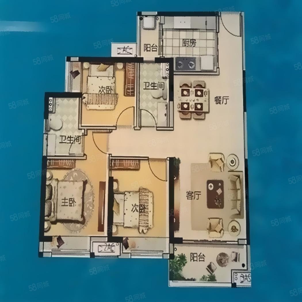 智联汽车小镇3室2厅2卫82.57㎡南186万