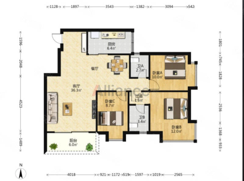 春泽名园3室2厅2卫97㎡南220万