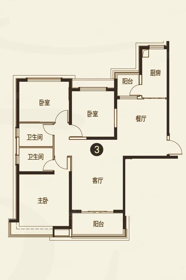 恒大城3室2厅2卫130㎡南北99.8万