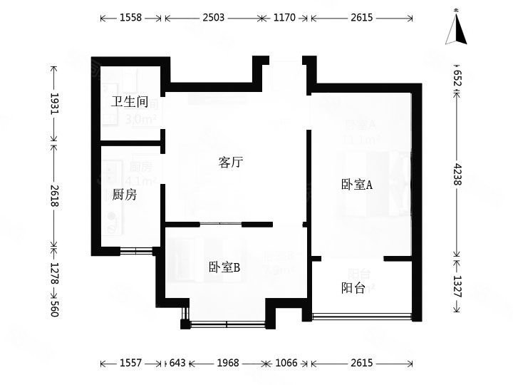 天域嘉园(南区)1室1厅1卫64.59㎡南75万