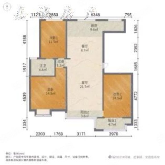 东方御园3室2厅1卫117㎡南北88万