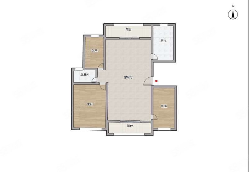 黄金国际南区3室2厅1卫140㎡南北135万