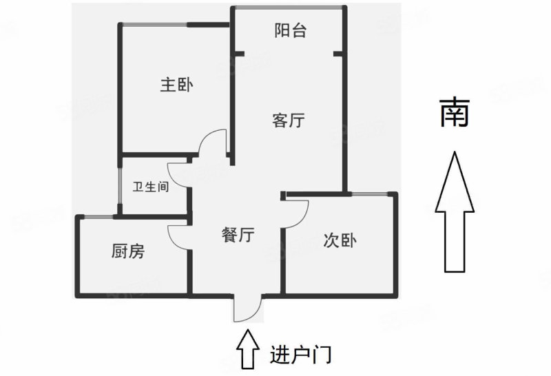 凯发苑(五期)2室2厅1卫70.95㎡南北75万