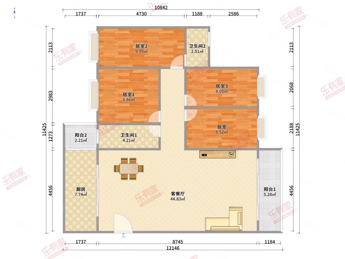 【10图】松岗满京华云著户型通透 彩光优良 大户型 户型方正,满京华云