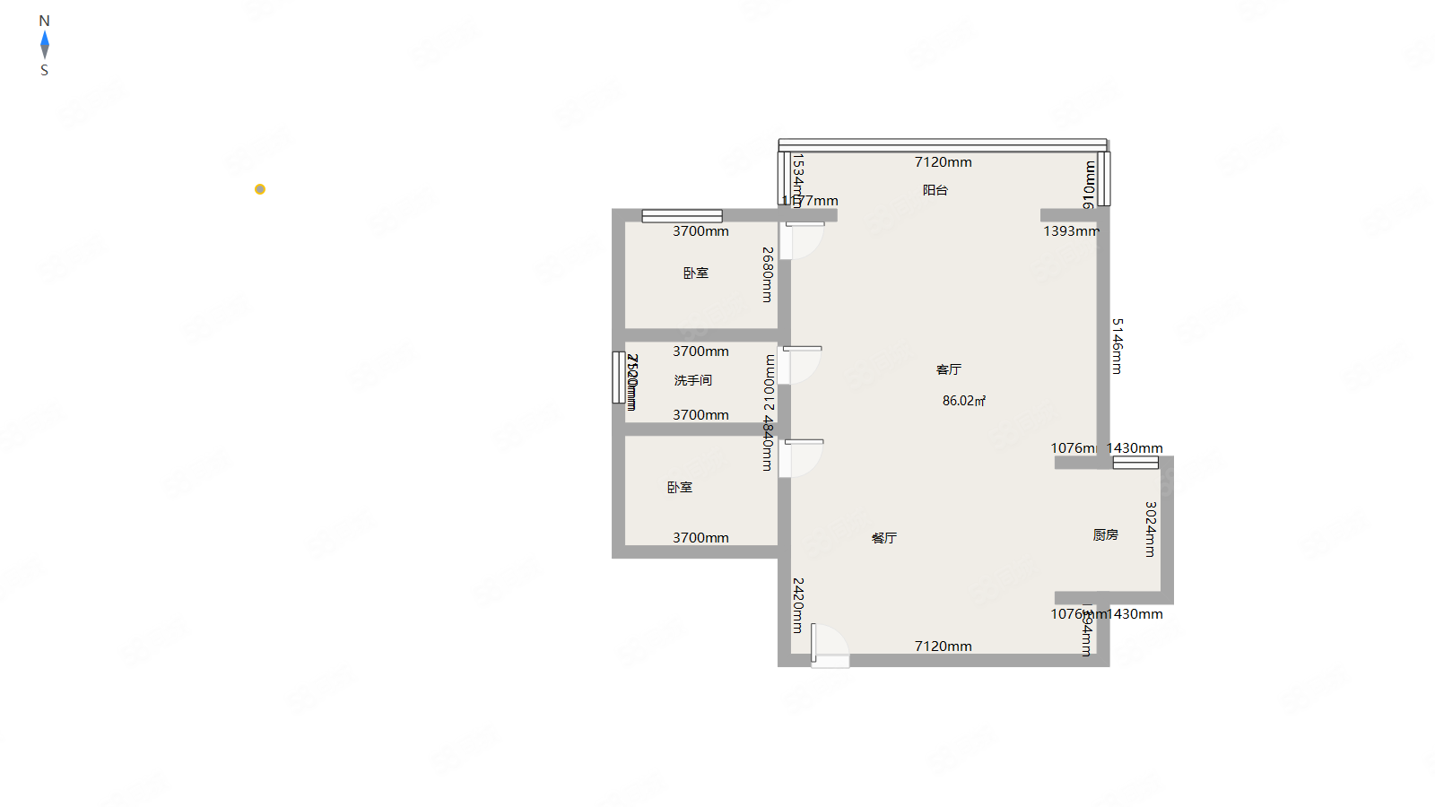 宏发明珠2室2厅1卫80㎡南北39.8万