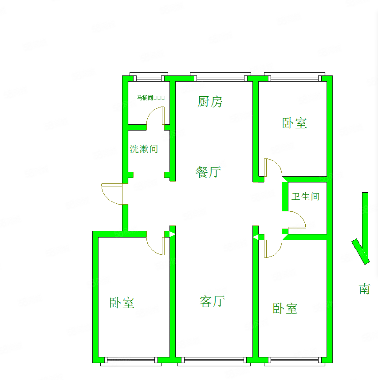 晨光花园3室2厅2卫156㎡南74万