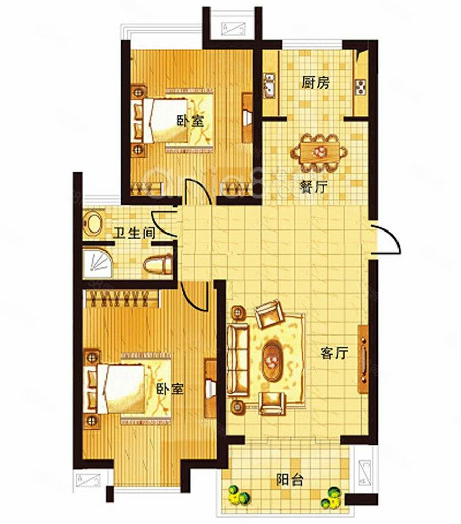 大禹奥城2室1厅1卫65㎡南北18.5万