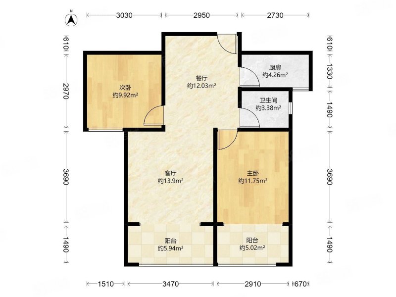 润德天悦城云锦园2室2厅1卫95.34㎡南140万