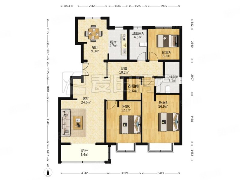 永丰嘉园(百旺杏林湾)3室2厅2卫140.3㎡南北1285万