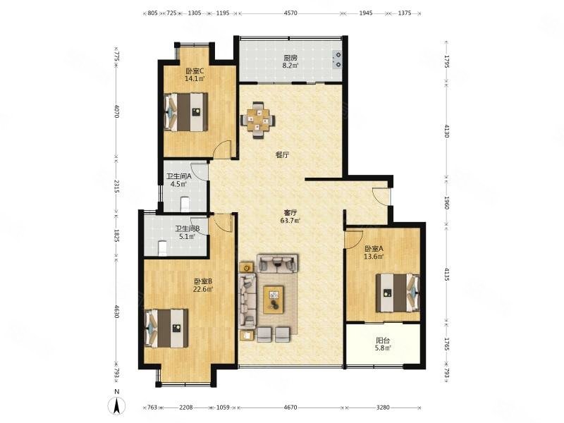 颐馨苑3室2厅2卫158㎡南北499万