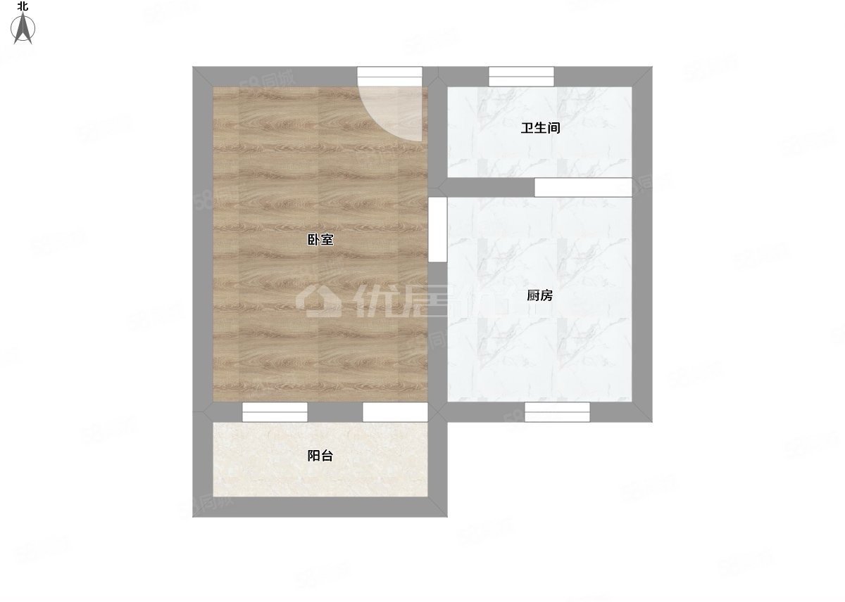 南宁市手表厂生活区1室0厅1卫26.06㎡南北60万