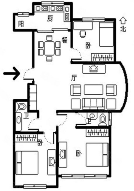 埠东佳苑3室2厅2卫133㎡南北338万