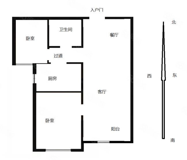 州河湾南园(八期)2室2厅1卫82㎡南北56万