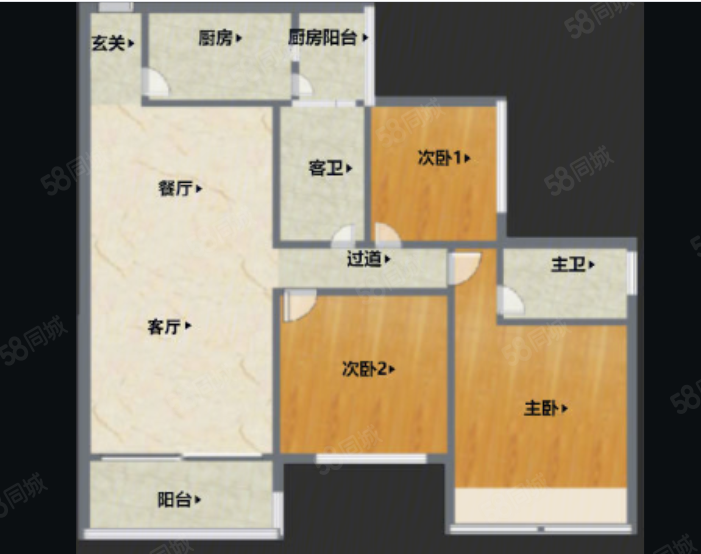 天伦东时区3室2厅2卫87.7㎡南332万