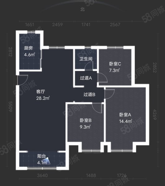 中建锦绣城一期睿园3室2厅1卫107㎡南北139万