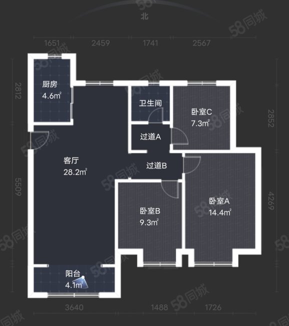 中建锦绣城二期朗园3室2厅1卫114.7㎡南125万