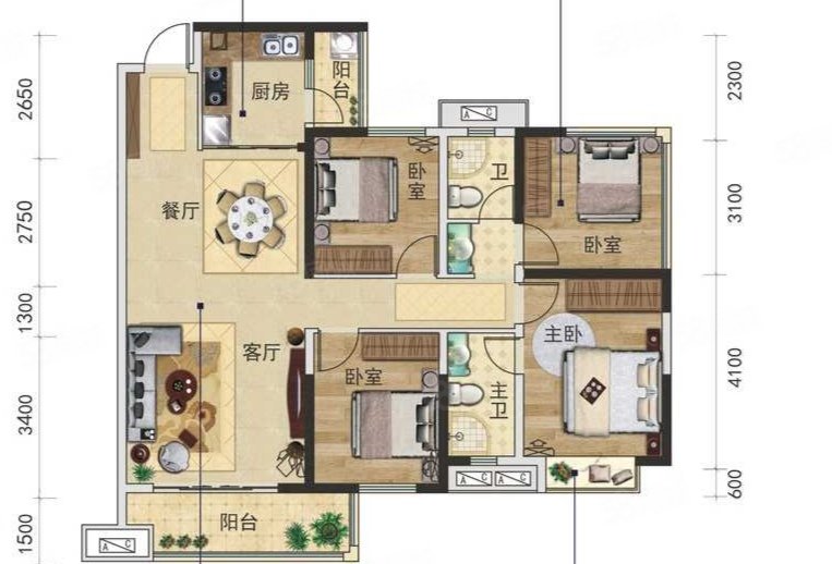 云星钱隆天下4室2厅2卫130㎡南北50.8万