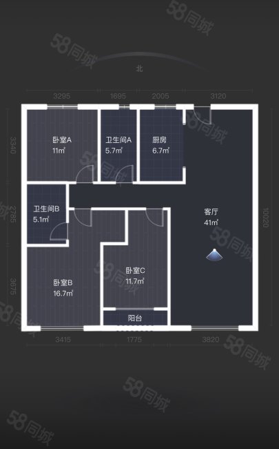 保利紫荆公馆3室2厅2卫121.28㎡南北145万