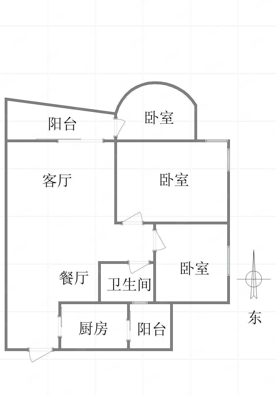 云满庭(D区)3室2厅1卫79.82㎡南北80万