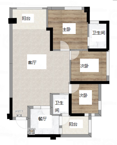 优品道珑苑3室2厅2卫79.38㎡东北132万