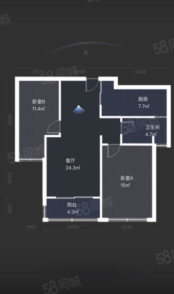 融创城融和园2室2厅1卫81.8㎡南162万