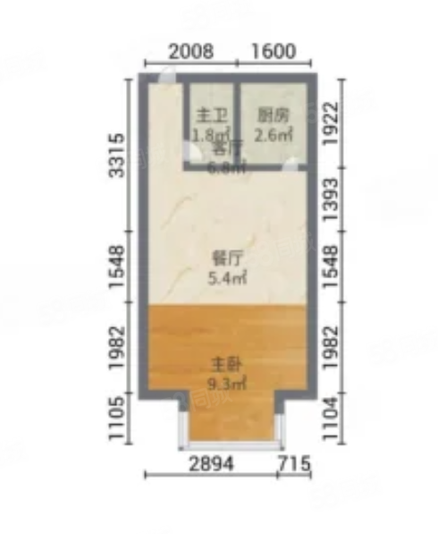 永泰城(商住楼)1室1厅1卫49㎡西27万