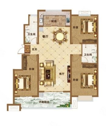 森林公园小区3室2厅2卫128㎡南83.9万