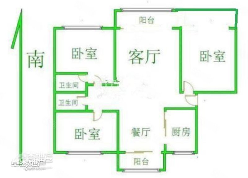 阳光美第3室2厅2卫145㎡南北210万