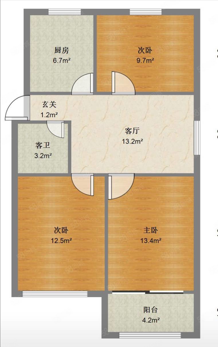 天宁家园3室1厅1卫92.38㎡南135万