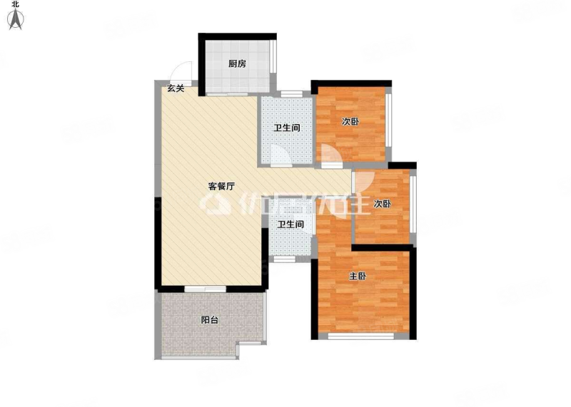 盛天东郡3室2厅2卫100.4㎡南北89万