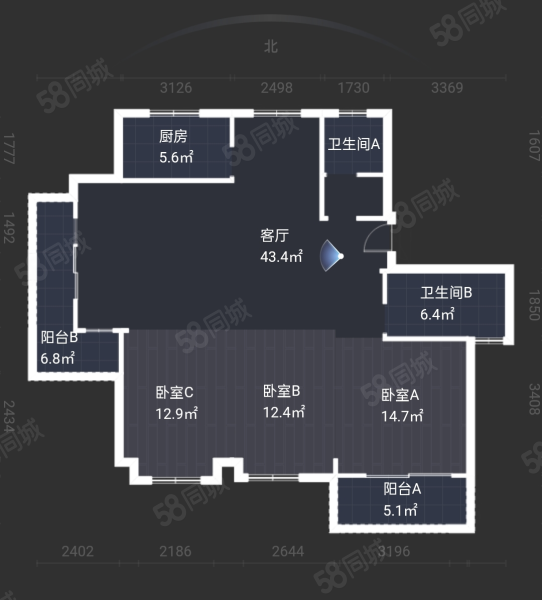 银亿海悦花苑3室2厅2卫136.98㎡南北245万