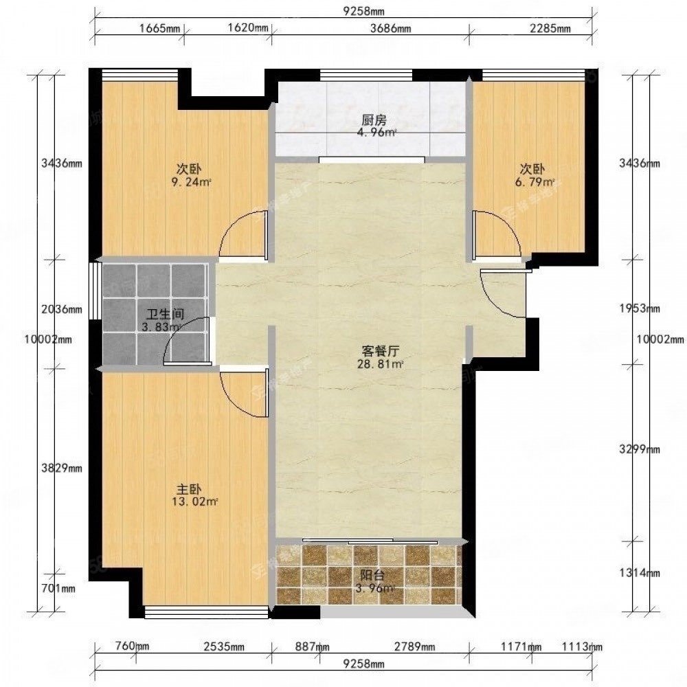 华地翡翠蓝湾畅园3室2厅1卫96㎡南北128万