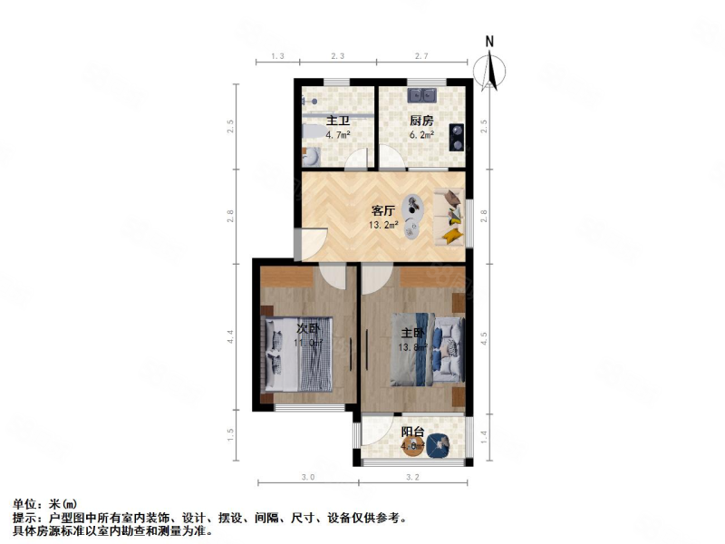 人民路47号小区2室1厅1卫67.4㎡南北218万